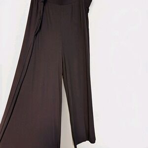 Sejour Pants Womens 3X Black Wide Leg Ponte Black Flowy Pull On Nordstrom NWT